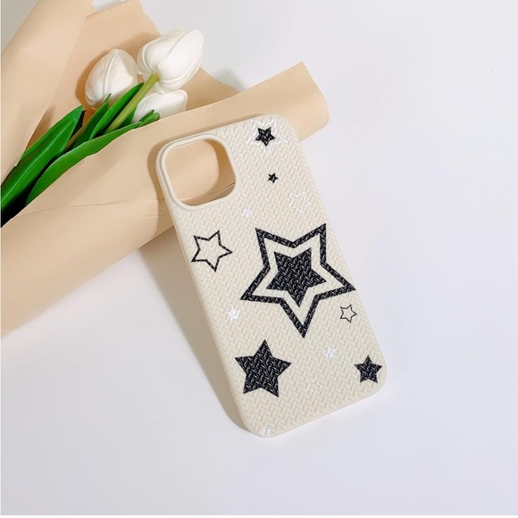 5for$10 Textured iPhone 15 Phone Case Braid Shockproof Phone Case Black Star - Picture 5 of 10
